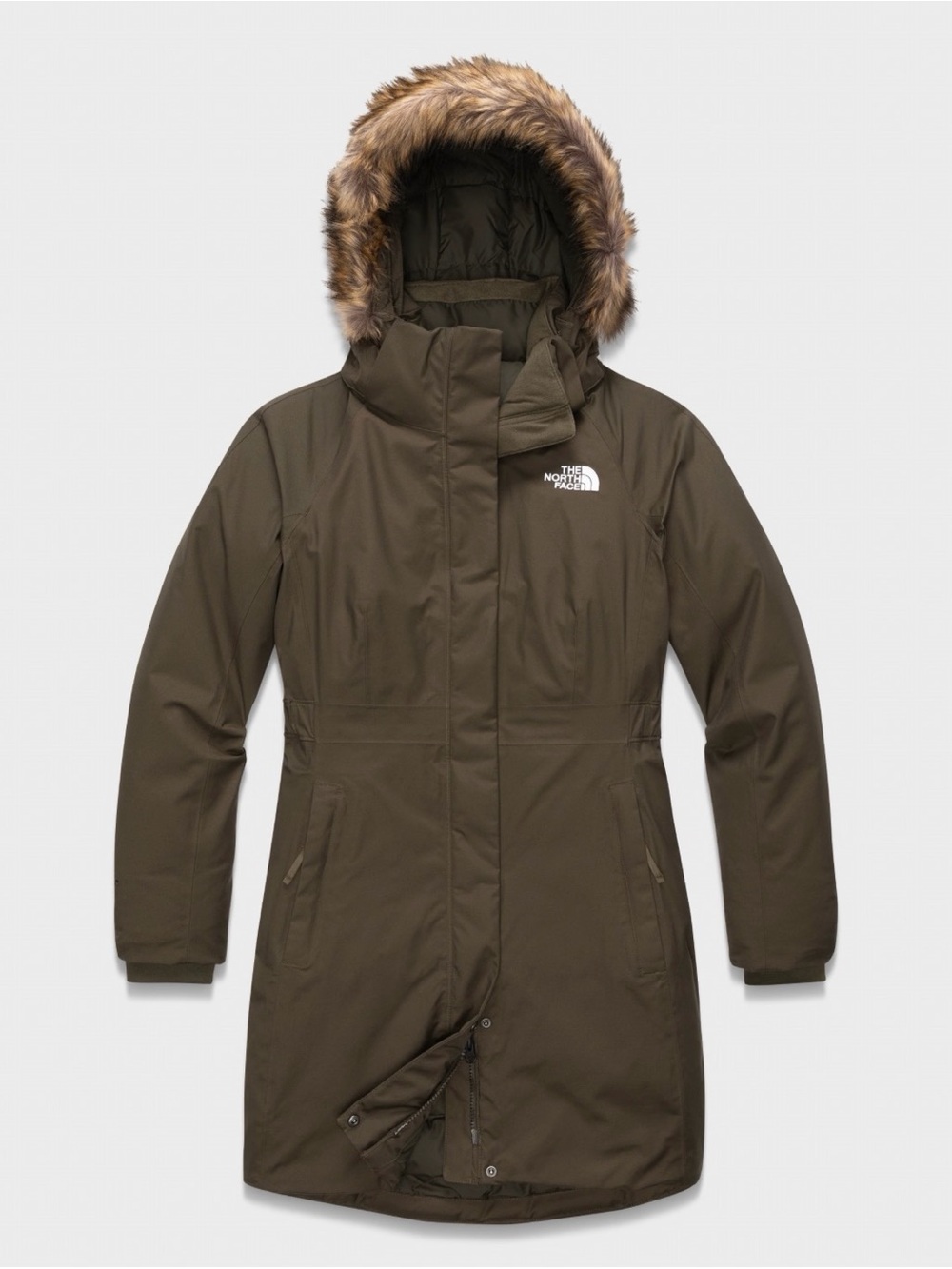 The North Face Olive Hooded Ski Parka with Faux-Fur Trim Size Small